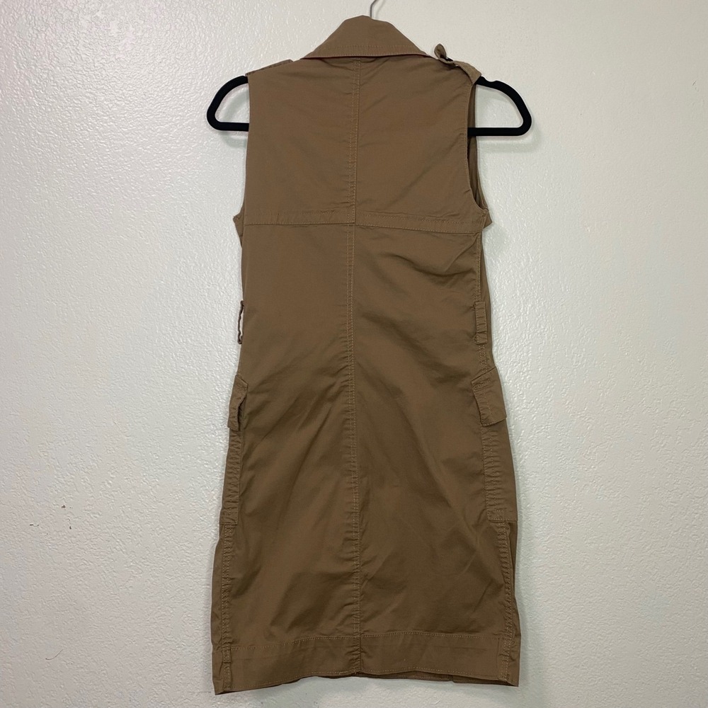 Banana Republic Tan Double Breasted Sleeveless Utility Vest Dress Pockets XXS - Picture 5 of 7